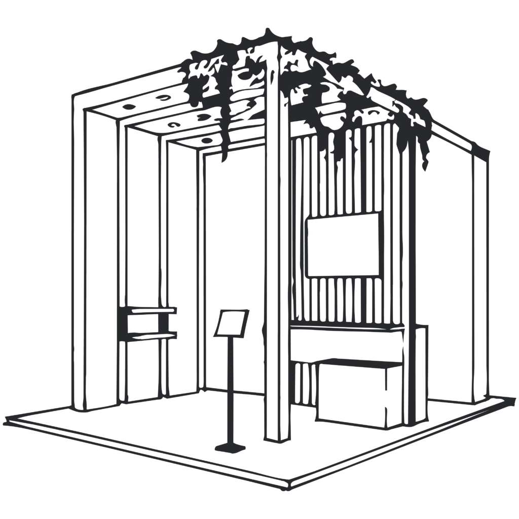 CUSTOM - bespoke exhibition stand designed and built by Rocket-X - line drawing