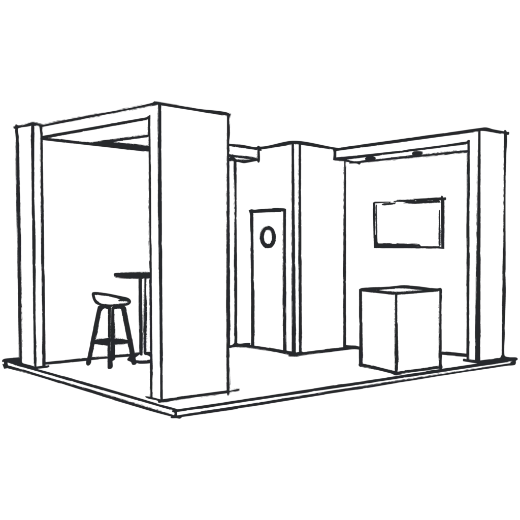 READY space only exhibition stand — line drawing