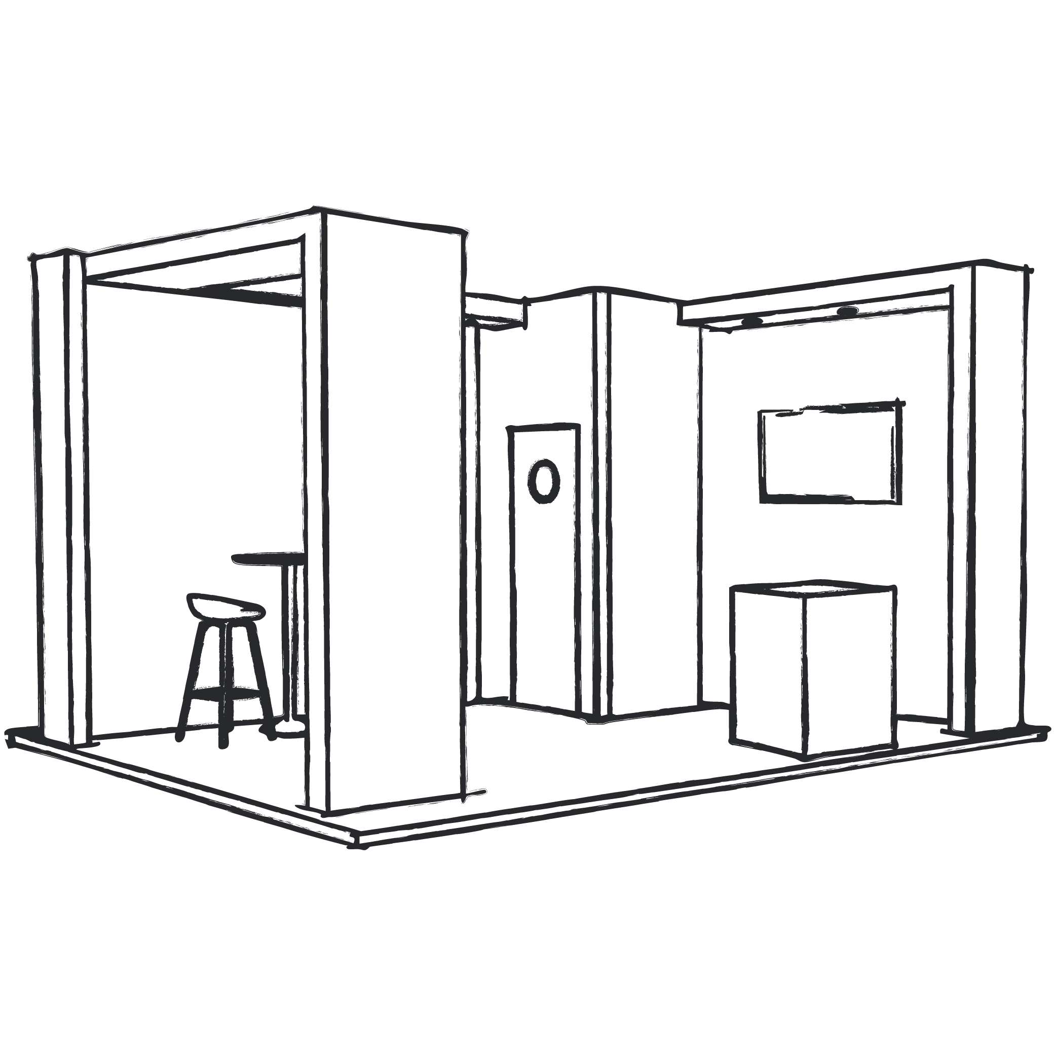 READY space only exhibition stand — line drawing