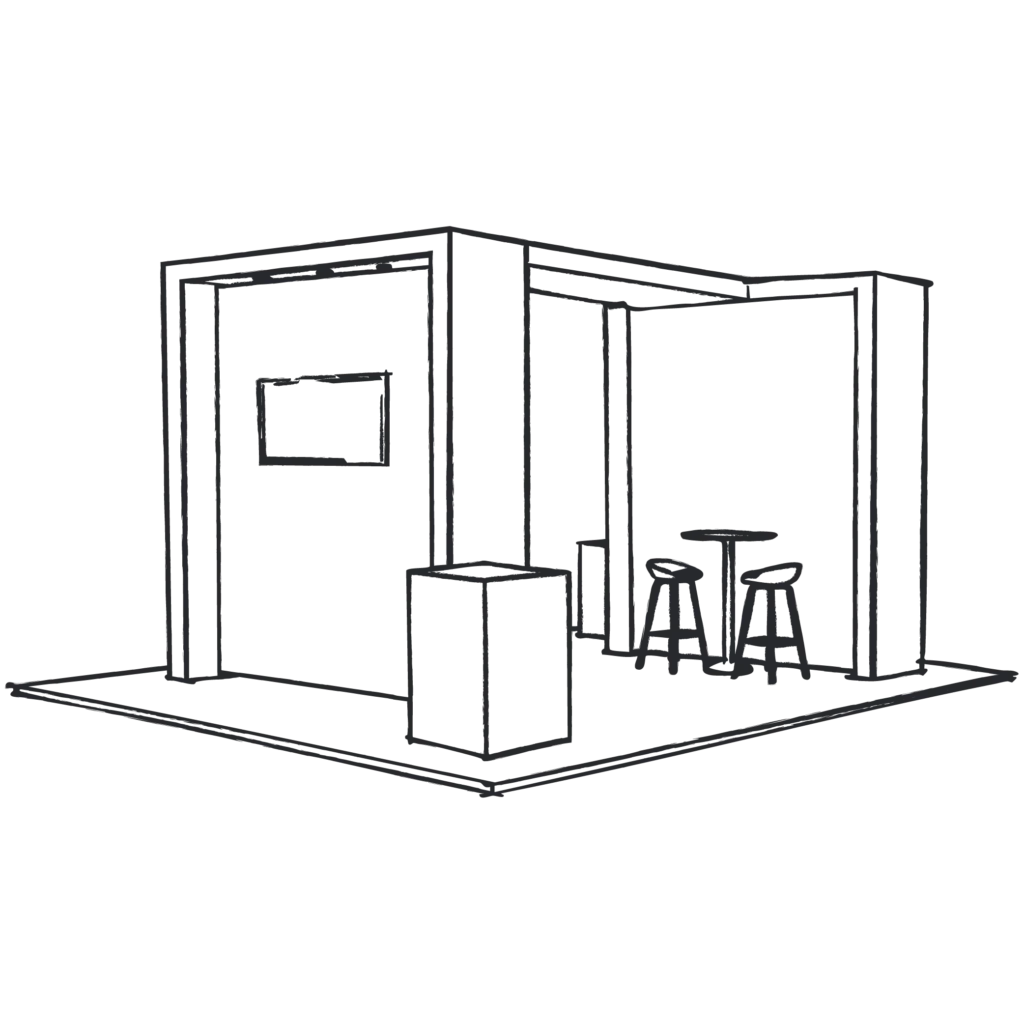 READY space only exhibition stand — line drawing