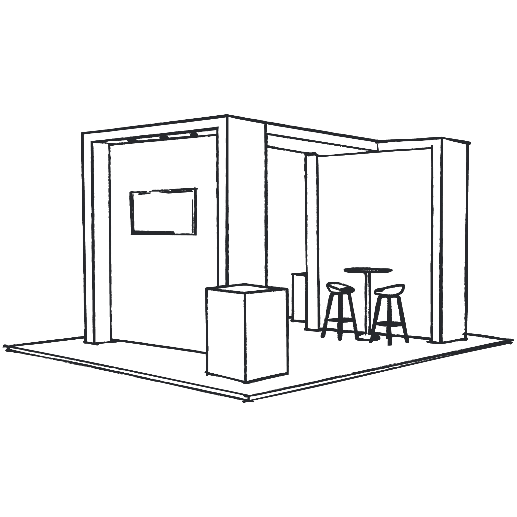 READY space only exhibition stand — line drawing
