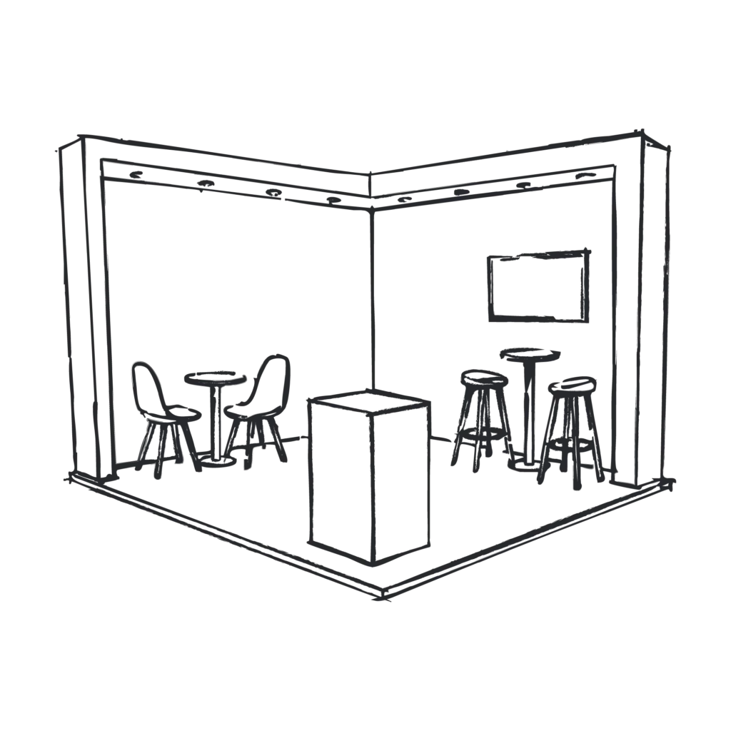 READY space only exhibition stand — line drawing